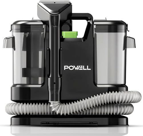 Powell Limpiador de Alfombras 450W – Aspiradora de Inyección y Extracción 13000PA, Depósito 1,8L, Para Tapicerías, Alfombras, Sofás y Coche – Cable 5m, Ligero 3,5kg, Negro