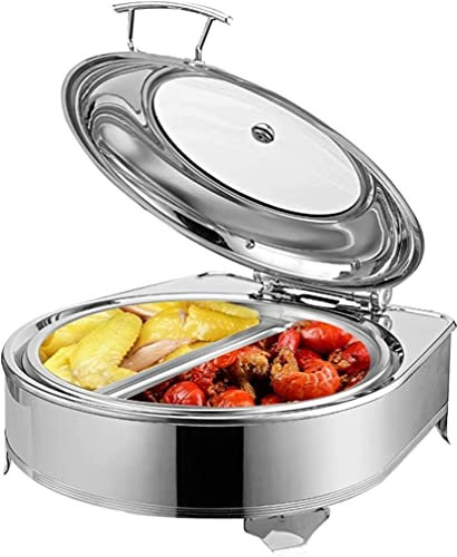 JKJZSALJ Scaldavivande,Chafing Dish Chafing Dish in Acciaio Inox,Scaldavivande da 6 Litri per Buffet,Matrimoni E Banchetti - Mantiene Il Cibo Caldo E Fresco,400 W,A