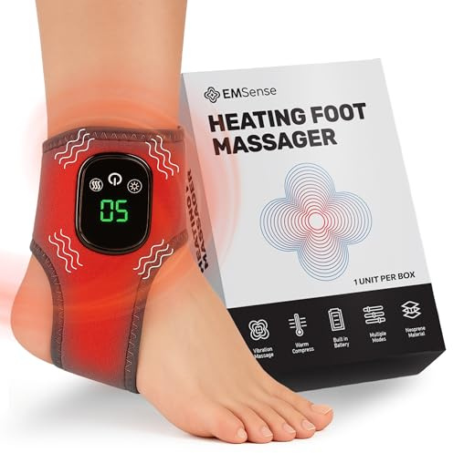 EMSense Triple Therapy Foot Massager | 3 in 1 Cordless & Portable Massager with 3 Vibration Modes & 3 Heat Levels - 1 Pack