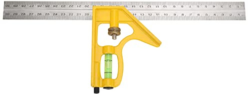 Bamjour Carré combiné, Règle en Métal Carrée Multifonction Réglable à Angle Droit de 300 Mm, Règle de Mesure à 45/90 Degrés avec Niveau pour électriciens