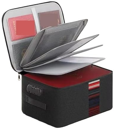 ENWWCH Sac de rangement documents, organisateur fichiers, dossier billets, cartes crédit, certificats, sac à main, bureau domicile, accessoires et fournitures Pour documents(Black)
