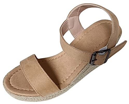 Sandalias de cuña para mujer, con plataforma, sandalias de tiras para mujer, planas de cuero, zapatos ortopédicos, cómodas, sandalias peeptoe, transpirables, sandalias de ocio, sandalias ligeras para