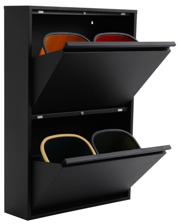 KKVUIIFF Cubo de basura para cocina, sistema de separación de basura con 4 compartimentos, cubo de basura, 4 piezas de 15L, clasificador de basura, 56 x 24.5 x 91 cm (Negro)