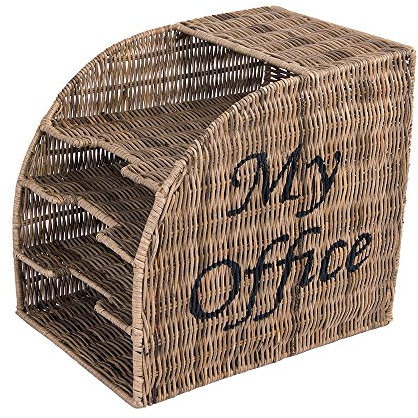 Vintage Line Aktenablage My Office 4 Fächer Aktenhalter Dokumentenablage Büroablage Bürohelfer Rattan