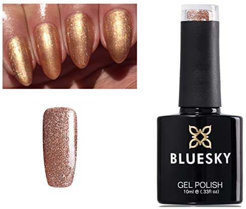 Bluesky Nail Gel Polish Tinsel Toast Copper Golden Bronze Glitter Sparkle 80544 UV LED Soak Off 10ml
