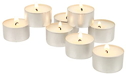Stonebriar Bulk 50 Pack Unscented Smokeless Long Tea Light Candles with 8 Hour Extended Burn Time, White, 50 Count