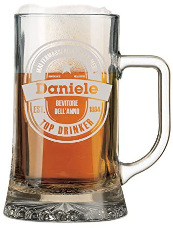 Colorfamily Boccale da birra con incisione personalizzabile con nome - mai fermarsi alla terza media - bicchiere in vetro 50 cl