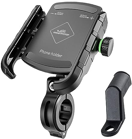 GRAND PITSTOP Motorcycle Phone Mount Aluminium Handlebar/Rear-View Mirror Bike Cellphone Holder Sturdy for Iphone Samsung Google Nokia 3.5-6.8 inch Other Smartphones (Black)