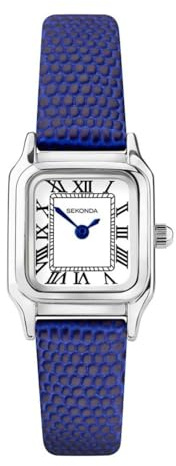 Sekonda Monica Damen-Quarzuhr, 20 mm, in Weiß mit Analoganzeige und blauem Lederarmband 40293
