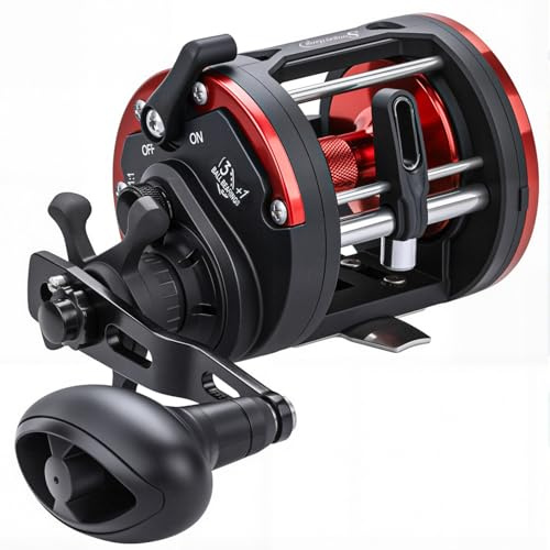 Sougayilang Trolling Reel Level Wind Conventionell rulle grafit kroppsfiskerulle, hållbar rostfritt stål, stor linjekapacitet - 40R