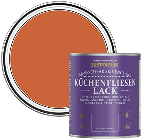 Rust-Oleum Orange water resistant Kitchen Tile Paint in Satin Finish - Tiger Tea 750ml