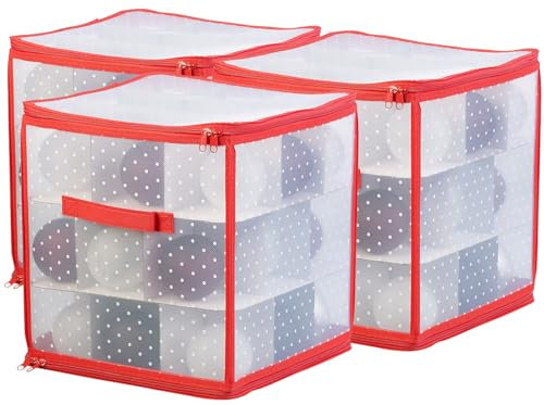 infactory 3er Set Aufbewahrungsbox für 27 Christbaumkugeln bis 10 cm, Tragegriff