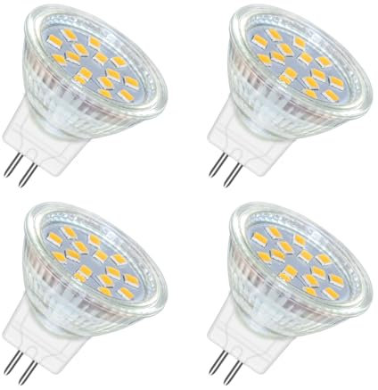 Akynite GU4 MR11 2W 12V LED Luce Naturale 4000K, 120 gradi, 250LM, Equivalente MR11 Alogene 10W 20W, AC DC 12V-24V Ø35mm GU4 Faretti LED per Cappa Cucina Camper, set di 4