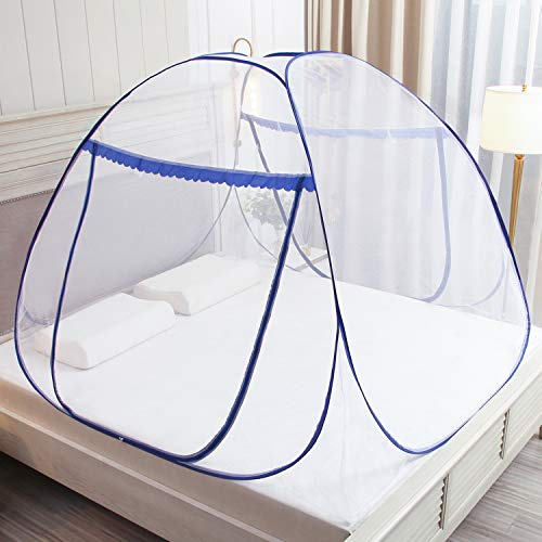 GLKEBY Zanzariera pop up per letto matrimoniale, 120 x 190 x 140 cm, grande tenda portatile da viaggio con doppia porta con cerniera, facile installazione, maglia fine, per camera da letto, campeggio