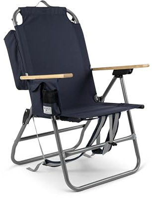 Sport-Brella Tragbarer Strandstuhl mit Kühlfach - Leichter Klappstuhl für Camping, 76 cm, 1 Pack, Ideal für Outdoor-Aktivitäten, Festivals und Entspannung am Wasser - UV-Schutz, Mitternachtsblau