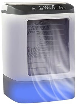 Climatiseur Mobile Silencieux, 900 ml Climatiseur Portable, Mini Refroidisseur d'air USB Ventilateur, Refroidisseur d'air 4 en 1 avec 120° Oscillation, 3 Vitesses de Ventilateur, Chambre à Coucher