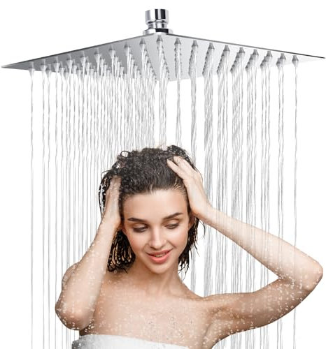 Regendusche Quadrat 8 Zoll, 304 Edelstahl Duschkopf Regendusche, 360° Verstellbarer Regendusche Duschkopf, Wassersparend Regenduschkopf mit 90 Anti Kalk Düsen
