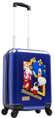 Sonic The Hedgehog Valigia Bambino Knuckles Trolley Viaggio 49x33x22cm 30L 4 Ruote Accessori Viaggio Regalo per Bambini