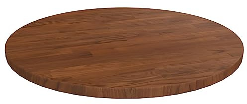 AUVYI Esstisch Ersatztischplatte Ø 40x1,5 cm Runde Tischplatte Holzplatte Cafes Couchtischplatte Restaurants Bartisch Platte für Gewerbliche Zwecke Dunkelbraun Massives Eichenholz