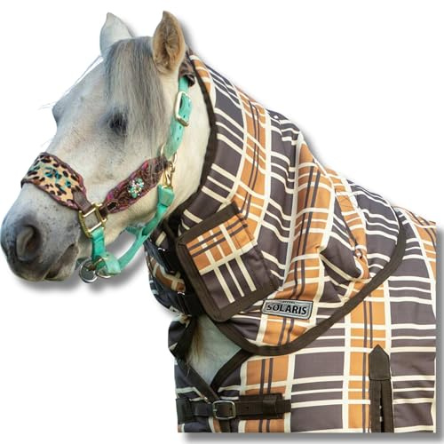 Jeffers Pony Poppins Solaris Horse Neck Rug, Brown & Cream Plaid -1200 Denier, 240g Polyfill, Water & Weather Resistant, Stable & Turnout Blanket Accessory, Breathable & Insulated Equestrian Gear,