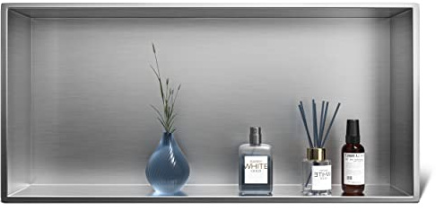 Bernkot Stainless Steel Shower Niche,30×60 cm No Tile Needed Wall Niche Shelves,Recessed Shower Shelf for Bathroom Storage Soap Shampoo, Brushed