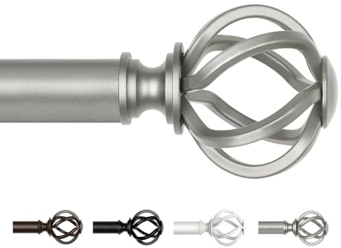 USFOOK Bastone per Tenda Argento Antico, Bastoni per Tende Estensibile 80 a 218 cm, Bastone Tenda Da Interno 22 mm Di Diametro con Estremità a Twisted Cage, per Camera Da Letto, Soggiorno