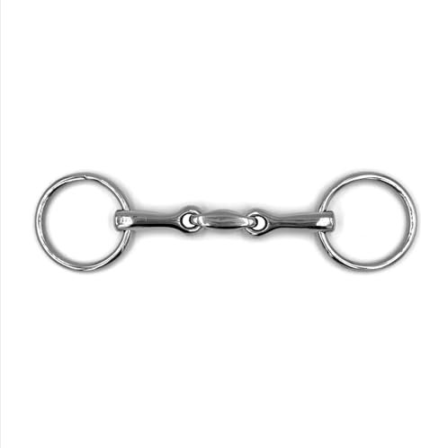 Equine Smile ES0108 Gebiss Pony Klein Wassertrense Doppelt Gebrochen aus Edelstahl Ringdurchmesser 45 mm Gebissstärke 10 mm (11.5 cm)