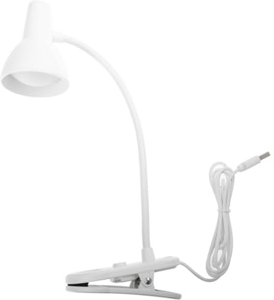 DECOMELODY Lampe de Bureau à Pince USB Blanche Lampe de Lecture Étudiante Lumière de Protectrice pour Yeux Décoration Intérieure Polyvalente