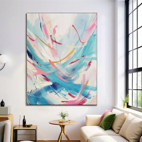 Pintura De Grafiti Abstracto Sobre Lienzo, Arte De Pared Azul Claro Moderno Grande Dorado, Cuadro De Pintura Al Óleo Moderna, Decoración De Pared Para Sala De Estar, 60X80Cm Sin Marco