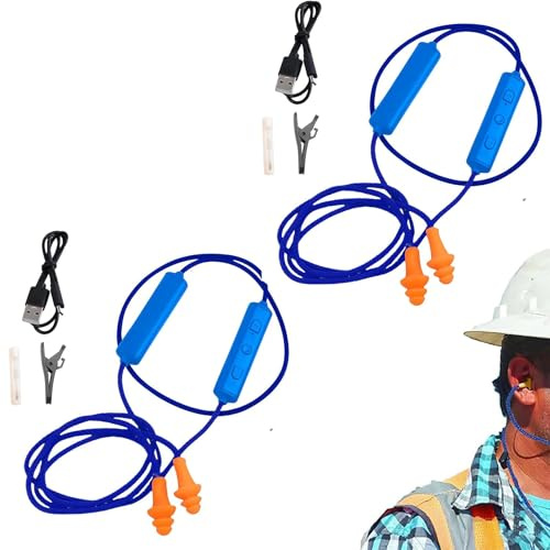 Tappi per le orecchie Bluetooth per lavoro, tappi per le orecchie per lavoro, tappi per le orecchie in silicone riutilizzabili, ideali per sorgenti di rumore forte, protezione dell'udito, cantieri