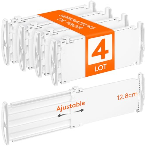 Lifewit 4 Pack Drawer Dividers, 5 High 11.5-18.5 Adjustable Plastic Drawer Organiser for Clothes, Expandable Cabinet Separators Inside Kitchen, Bathroom, Office Organization and Storage