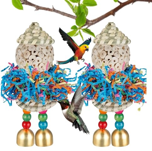 Holdes Lot de 2 jouets de recherche de nourriture pour oiseaux - Balle d'alimentation stimulante pour perroquets, canaris, canaris, cages inséparables