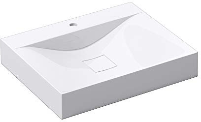 Mai & Mai Waschbecken Col810 Hänge-Waschtisch Aufsatz-Waschschale Mineralguss Weiß 1 Armaturenloch recht-eckig Breite: 60 cm
