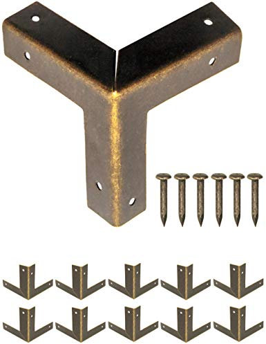 FUXXER 10x Antike Möbel-Ecken, Kanten-Schutz Beschläge für Möbel, 32 x 32 mm, bronze