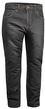 GREAT BIKERS GEAR - Pantaloni da uomo in jeans protettivi con fodera in aramide, rinforzati con protezione, per motociclisti, con protezioni per ginocchia e fianchi, Colore: nero antracite., W30 / L32
