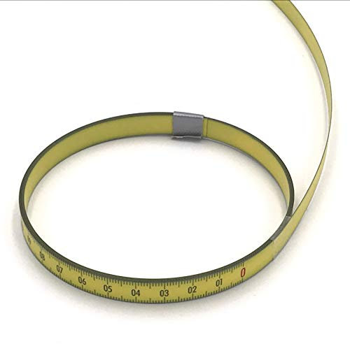 Skalenbandmaß 2m - Bezifferung von rechts nach links - Stahl, gelb mit Polyamid Beschichtung - Breite: 10mm, mit Duplexteilung - Gehrungsband Anschlagband Rollbandmaß Lineal