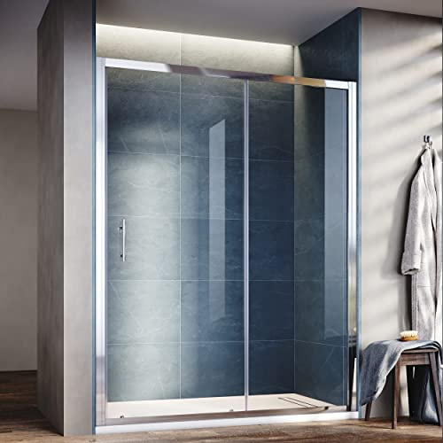 SONNI Duschtür 120 cm Nischentür Schiebetür ESG Sicherheitsglas Duschkabine Duschabtrennung H185cm