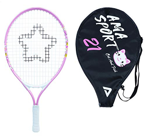 AMA SPORT - AT-BP21 - Raquette de Tennis Enfant - 21 Pouces - Rose - Aluminium - Légère et Durable - Raquette Apprentissage Débutant - Idéale pour Enfants de 4 à 6 Ans - Sac de Transport Inclus