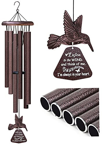 Sympathy Wind Chimes with Hummingbird Wind Spinner, Memorial Wind Chimes for Loss of Loved One Prime, Bereavement/Sympathy/Memorial Gift for Loss of Mother Father Husband Condolence Remembrance
