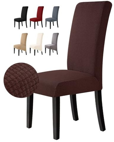 BalladHome Stuhlhussen 4 Stück Stuhlbezüge Stretch Stuhlbezug Elastische Spandex Stuhlhussen Universal Abnehmbare Waschbar für Hotel Party Bankett (Braun, 4 Stück)-M