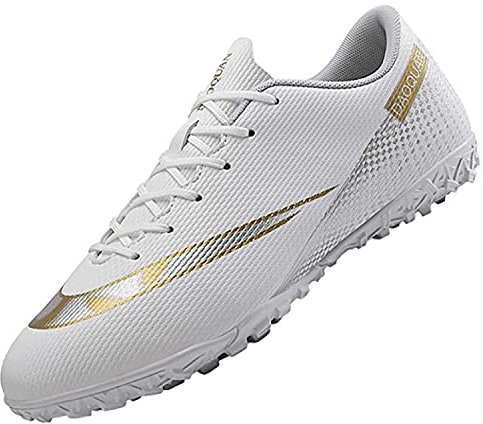 Tabrebull Herren Damen Fußballschuhe Kinder Jungen Mädchen Fußballschuhe Indoor Outdoor Athletic Turf Team Cleat Laufsport Anti-Rutsch-Dämpfungsschuhe White 41