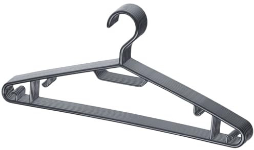 Grucce Berlona | 10 pezzi | appendino in plastica con ganci laterali | appendino salvaspazio, leggero e funzionale | 41 cm x 18,5 cm | per abiti, camicie, maglie, giacche, pantaloni | Nero