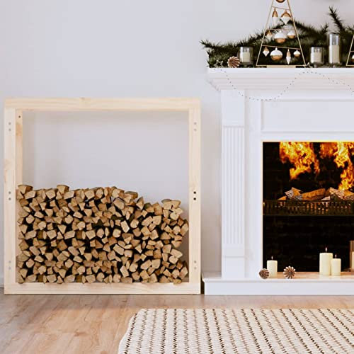 Lechnical Portalegna 100x25x100 cm in Legno Massello di Pino,Portalegna,Portalegna da Interno ed Esterno, per Camino,Caminetto Stufa Design Moderno