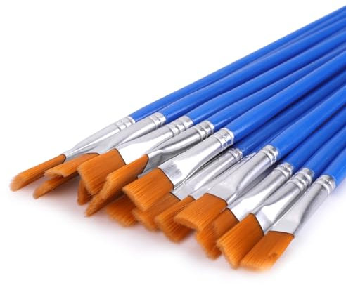 30 Stück Pinsel Set, Blau Nylon Flache Pinsel 9 mm Kleine Künstlerpinsel für Körper Gesicht Felsen Leinwand, Gemälde Liebhaber Kinder und Erwachsene zum Zeichnen Basteln (17 cm Lang)