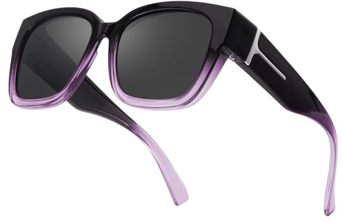 SIPHEW Überzieh Sonnenbrillen polarisiert für Damen, Quadratische Groß-Überbrille für Brillenträger UV400 für Autofahren & Outdoor