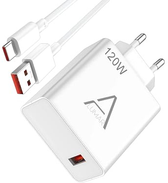 Hypercharge Mi Turbo Charge 120W MAX, V2-laddare med USB C 6A, TPE, VCU, för Xiaomi, Redmi Note, Mi, Poco, Samsumg, OPPO, Huawei, kompatibel med iPhone 15/14/13/12 XR