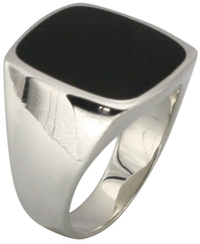 ju .q SILBER Bague sceau massive en argent 925 avec onyx