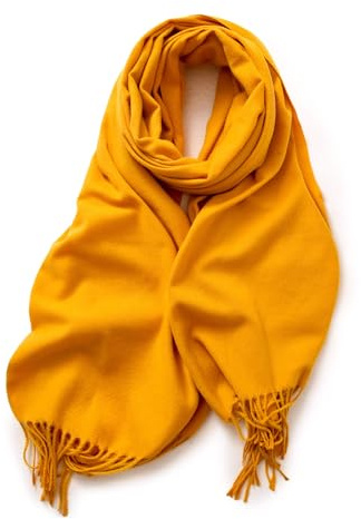 KARMA.DIEM Sciarpa Donna Invernale e Uomo – Cashmere & Merino Touch – Morbida, Calda e Grande – Sciarpone Invernale XXL 180x65cm – Pashmina Elegante per Cerimonia e Regalo (Giallo)