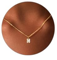 Luxval Dainty Gold Plated Diamond Pendant Necklace - Simple CZ Solitaire Cubic Zirconia Choker for Women - Trendy Girls Gold Jewelry Gift