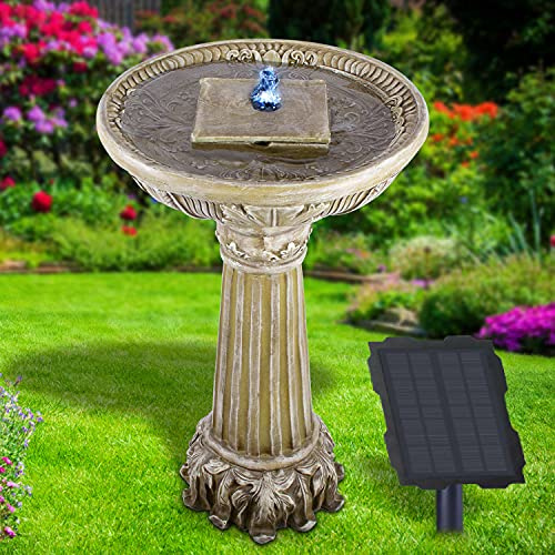 Sol trädgårdsfontän, solfontän med LED-ljus, dekorativ fontän, vattenfall, trädgård, dammpump för terrass, balkong, med pumpar (solfontän Kärleksfontän med LED-ljus)